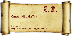 Ress Milán névjegykártya